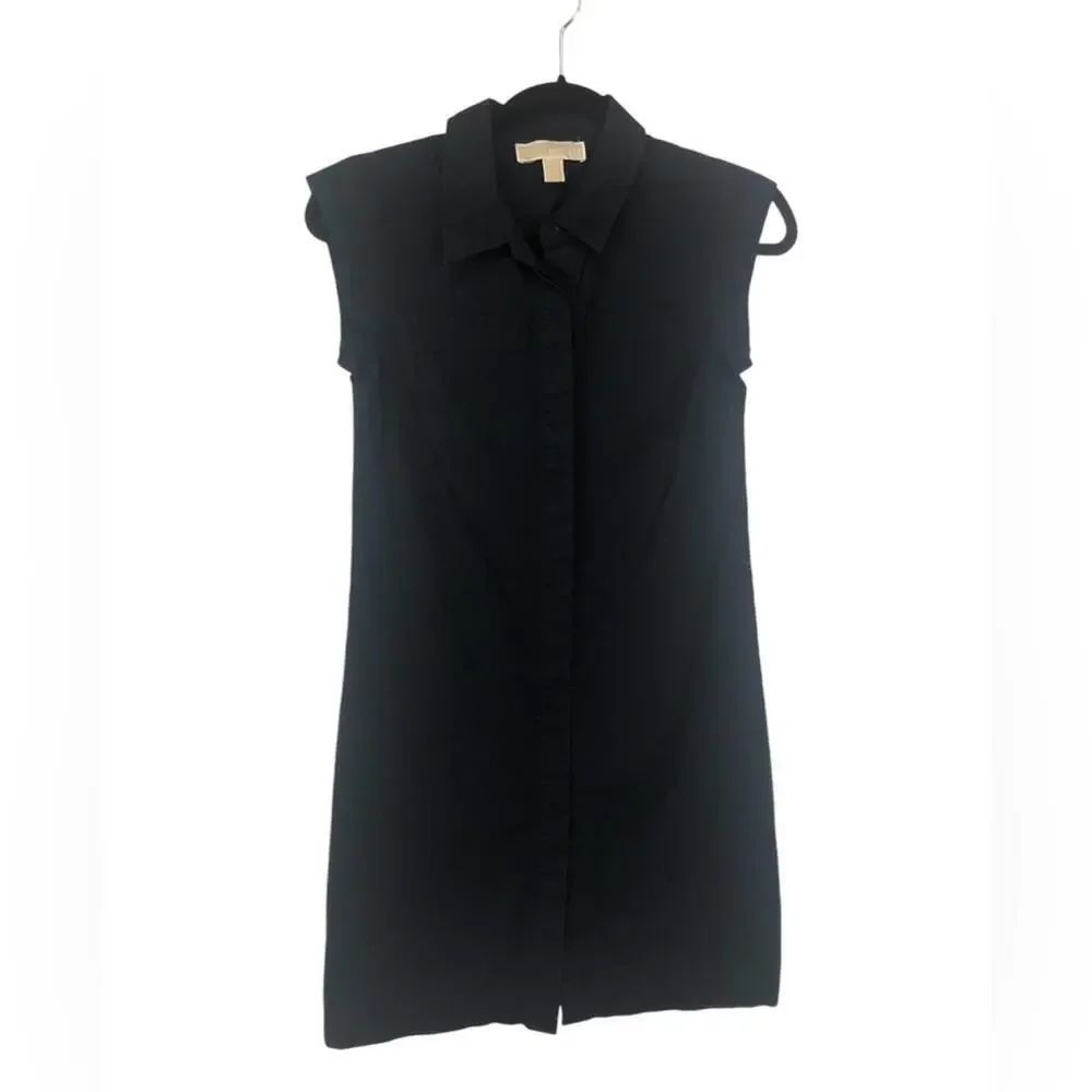 Michael Kors Navy Shirt Dress Cap Sleeve Very Straight Fit Classic Color